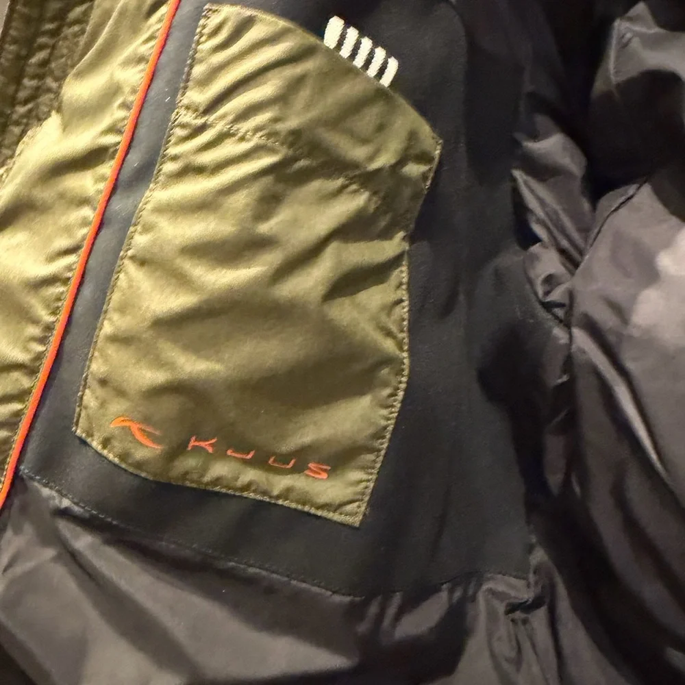 Men's Olive Green Ski Jacket with Fur Hood - Picture 11 of 11